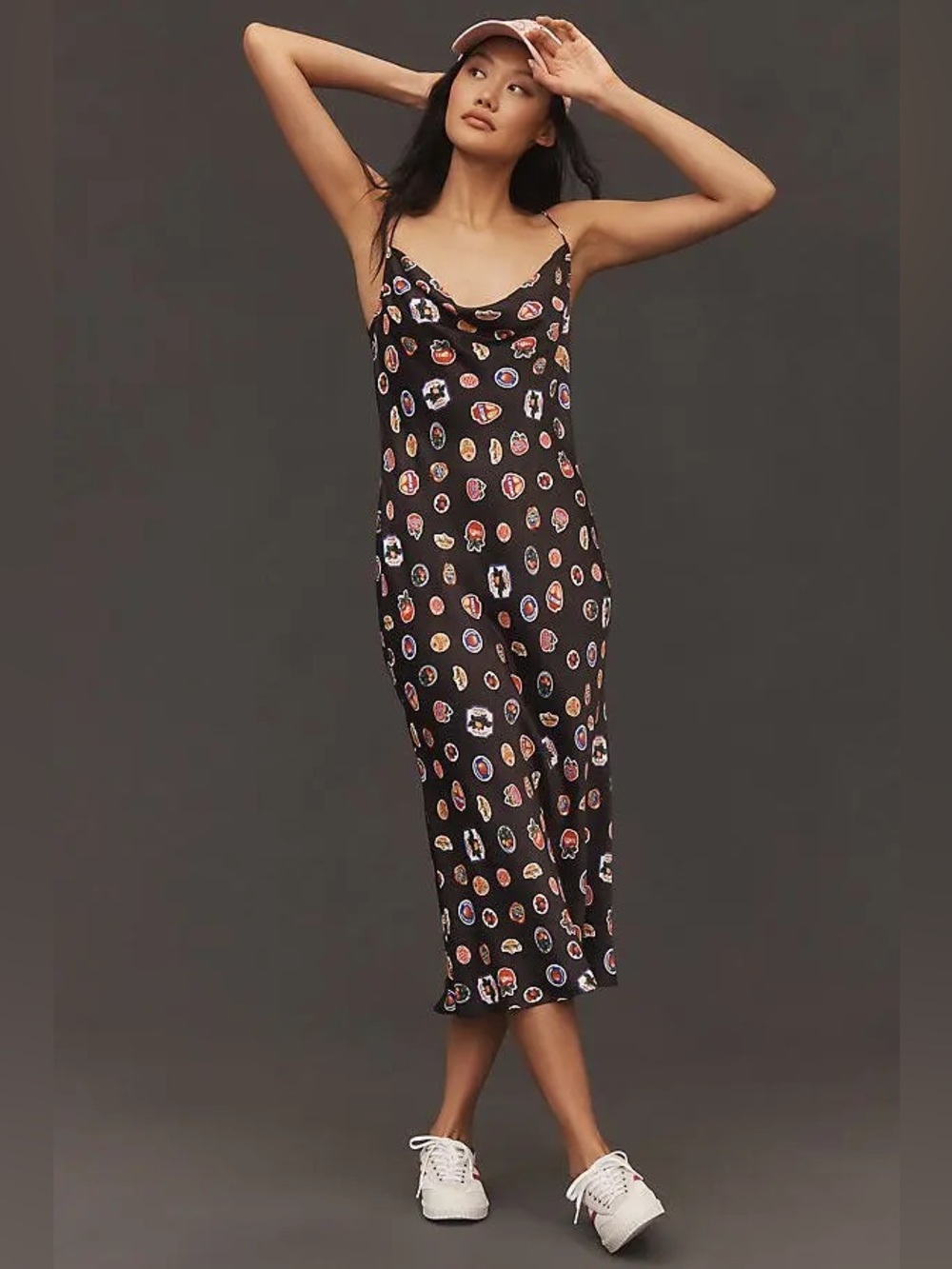 Anthropologie Maeve Sleeveless Cowl-Neck Slip Midi Dress
